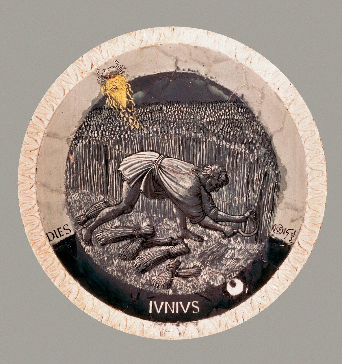 Czerwiec: chłop zbierający pszenicę. Terakota autorstwa Luca della Robbia autorstwa Luca Della Robbia