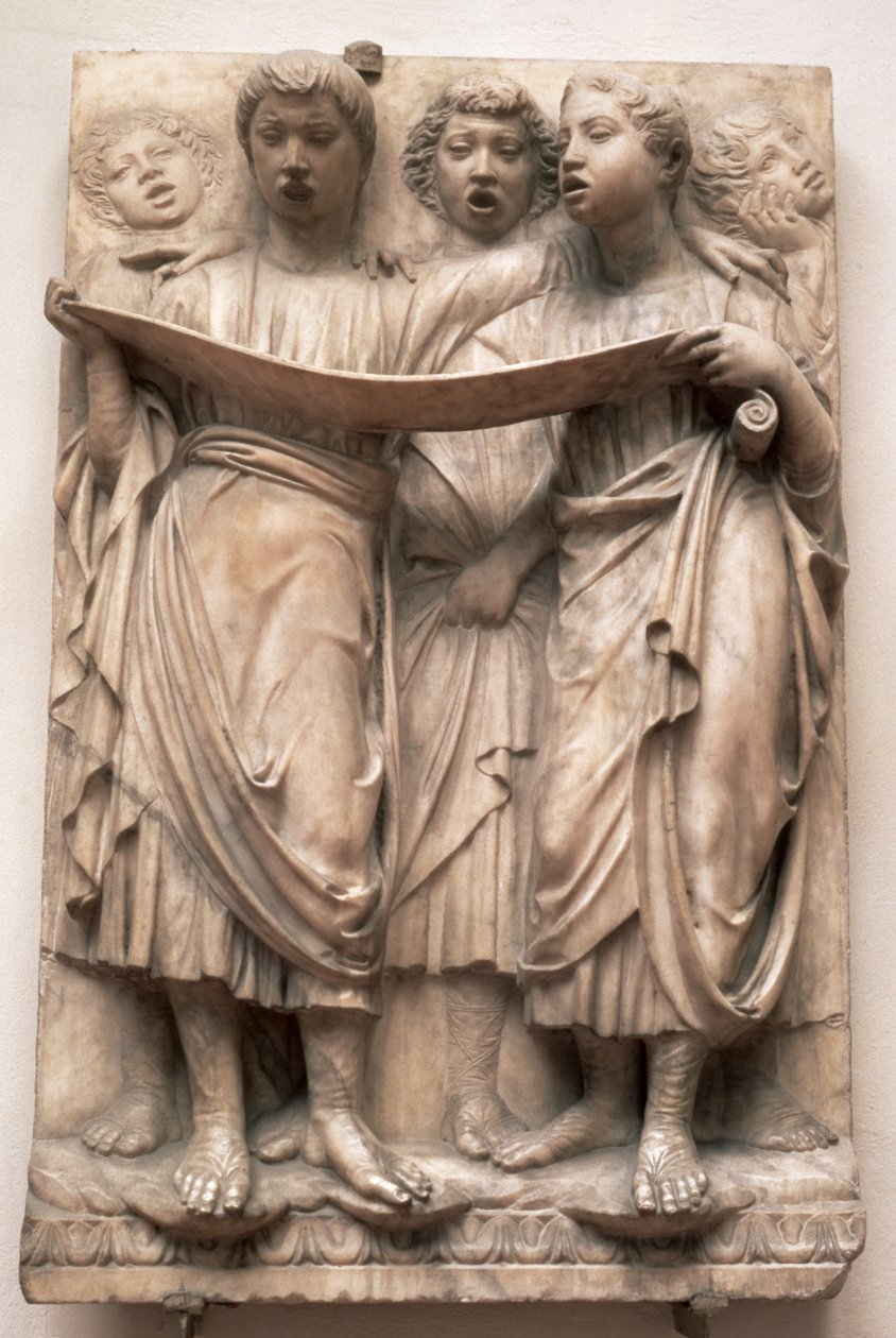Śpiewające anioły, płaskorzeźba z Kantorii Luca della Robbia (1400-82), ok. 1435 (marmur) autorstwa Luca Della Robbia