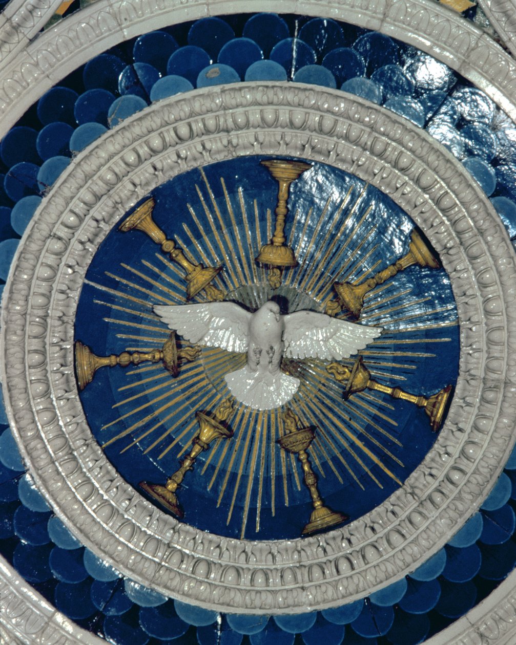 Duch Święty, rondo z grobu kardynała Portugalii, 1460 r. (glazurowana terakota) autorstwa Luca Della Robbia