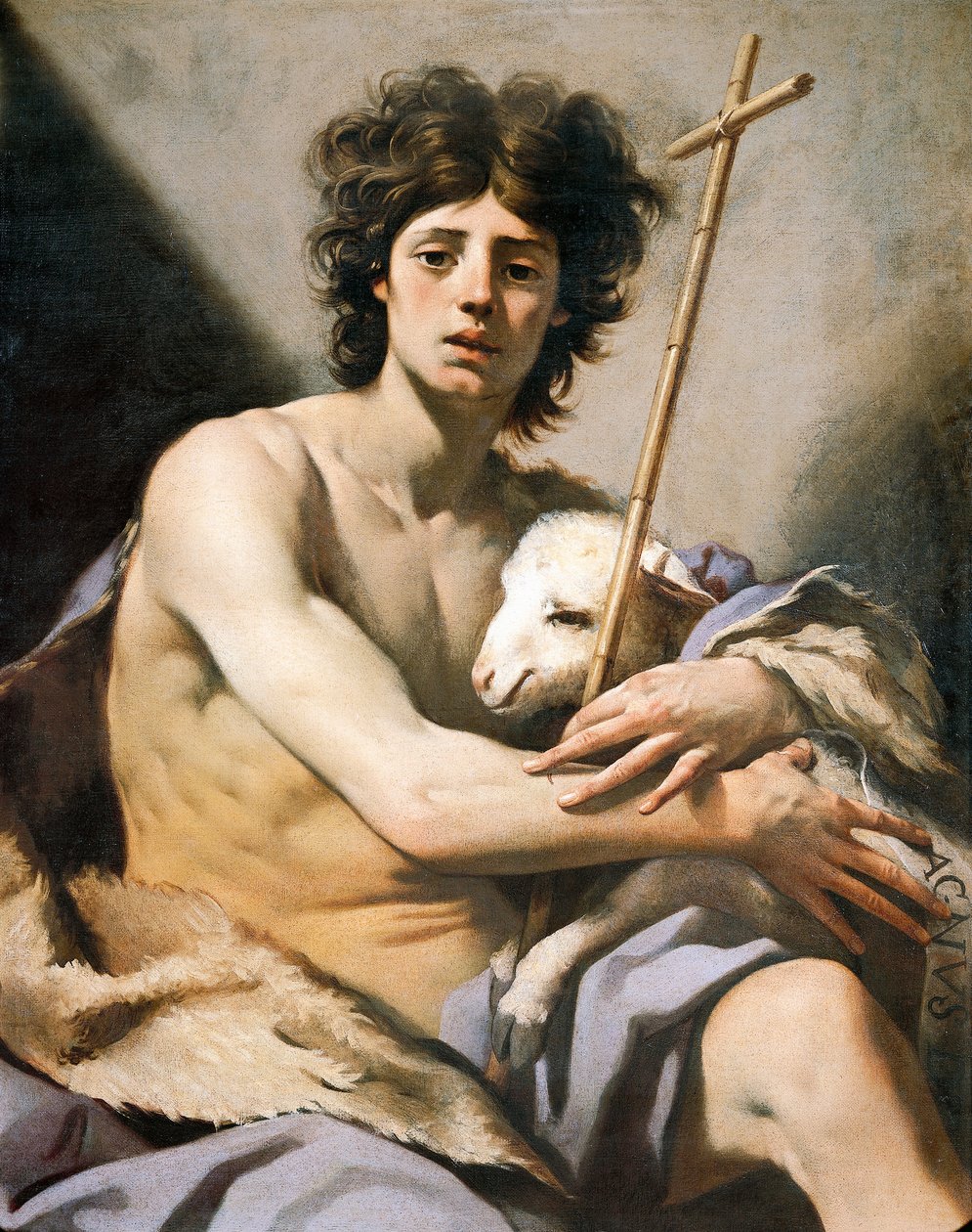 Św. Jan Chrzciciel, Luca Ferrari (1605-1654), olej na płótnie autorstwa Luca Ferrari