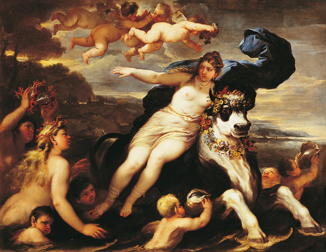 Przywodzenie Europy, Luca Giordano (1634-1705), olej na płótnie autorstwa Luca Giordano