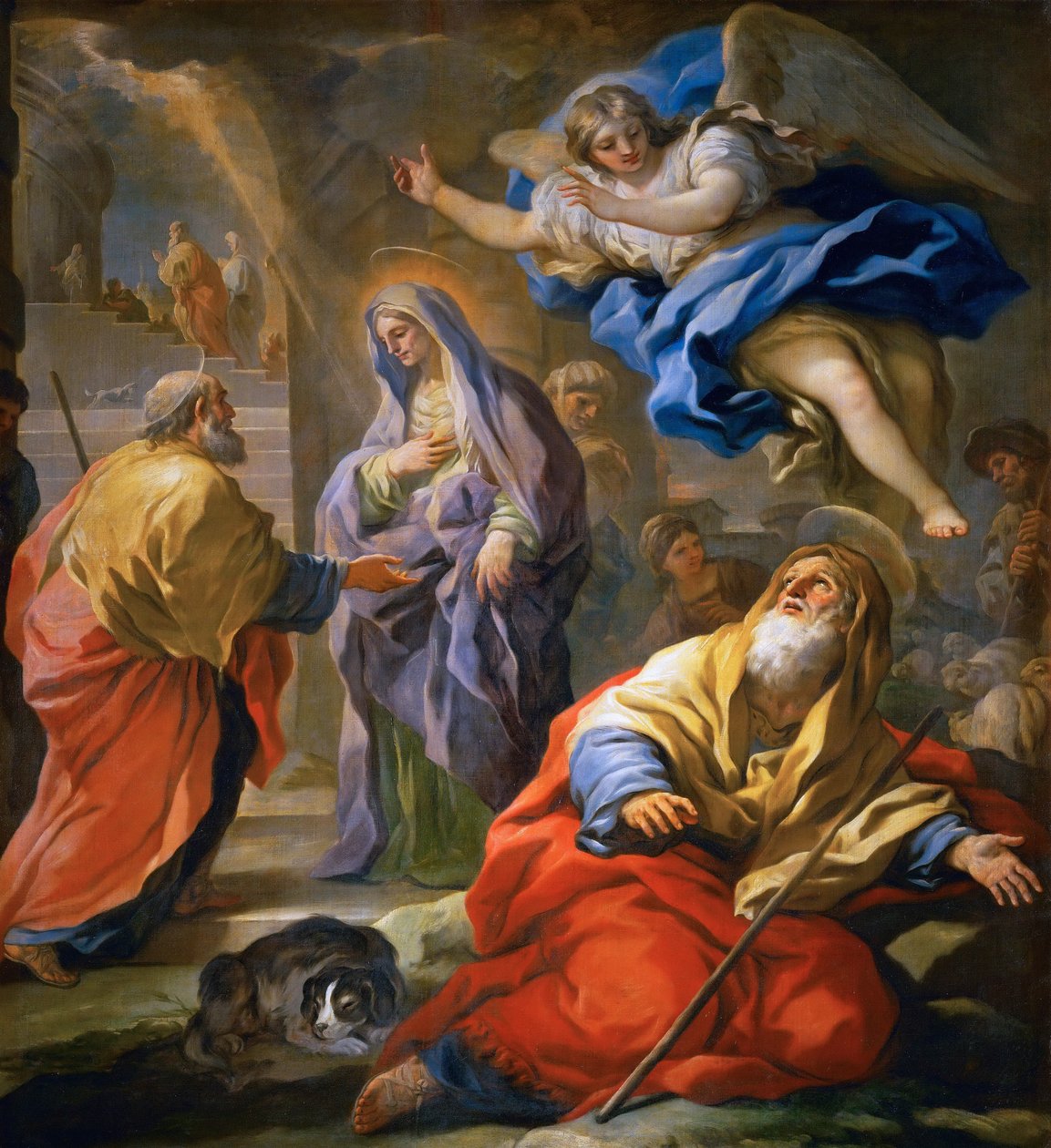 Barok: Przyrzeczenie Joachima i Spotkanie Świętych Joachima i Anny pod Złotą Bramą Giordano, Luca (1632-1705), ok. 1696. Olej na puszce autorstwa Luca Giordano