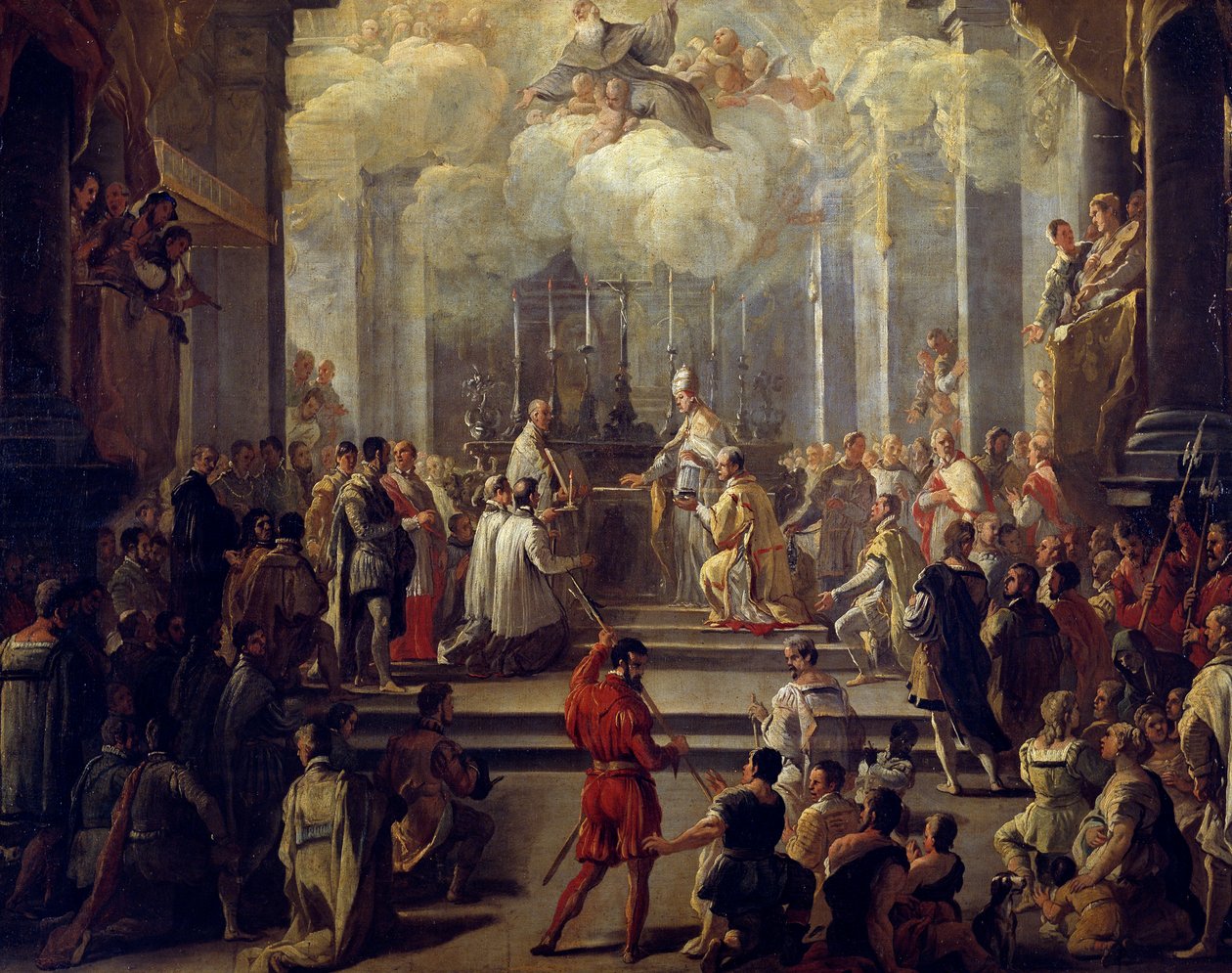 Poświęcenie kapłana, Luca Giordano (1634-1705), olej na płótnie autorstwa Luca Giordano