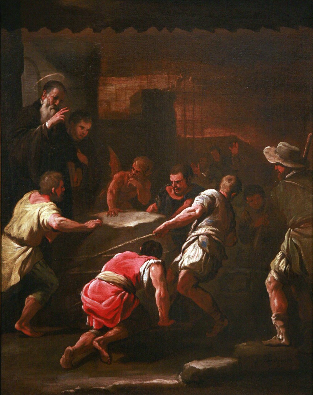 Francuski:  Un miracle de saint Benoît Cud dokonany przez świętego Benedykta autorstwa Luca Giordano