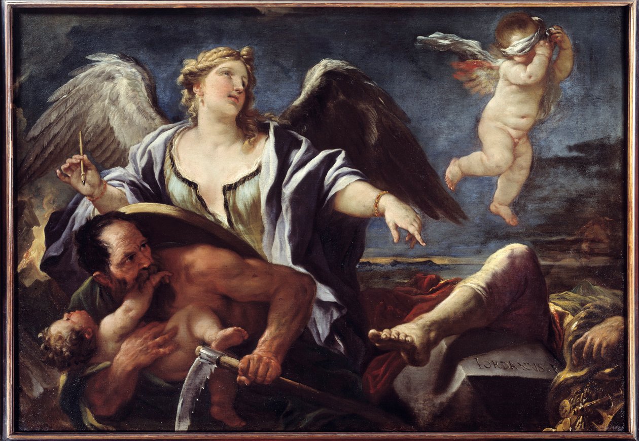 Zapis historii na odwrocie czasu Obraz Luca Giordano dit Fa Presto (1632-1705) XVII wiek. Brześć, Muzeum Sztuk Pięknych autorstwa Luca Giordano