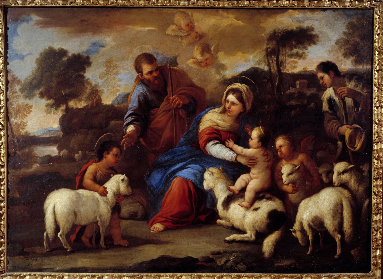 Święta Rodzina. Obraz Luca Giordano Dit Fa Presto (1632-1705) autorstwa Luca Giordano