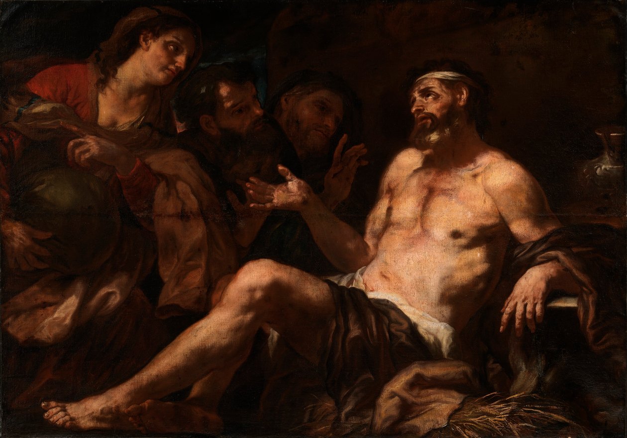 Hiob i jego pocieszyciele autorstwa Luca Giordano