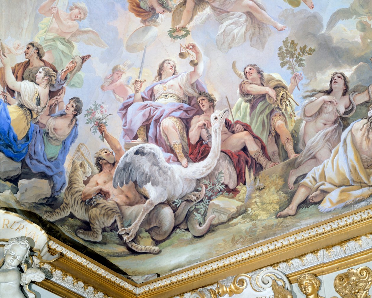 Sprawiedliwość, fragment cyklu fresków w Sali Lustrzanej Luca Giordano (1634-1705), fresk, Palazzo Medici Riccardi, Florencja autorstwa Luca Giordano
