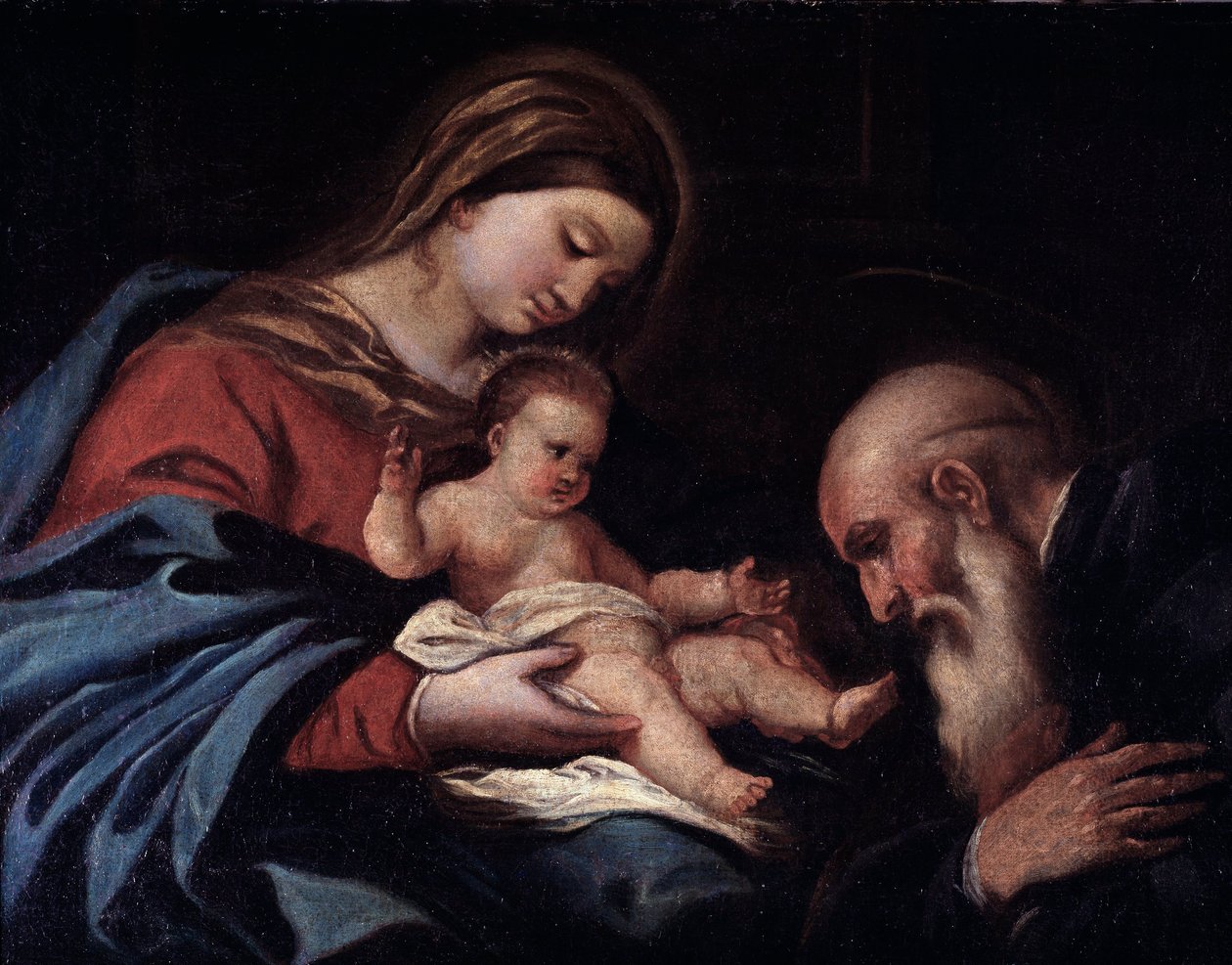 Madonna z Dzieciątkiem i Św. Benedyktem (olej na płótnie) autorstwa Luca Giordano