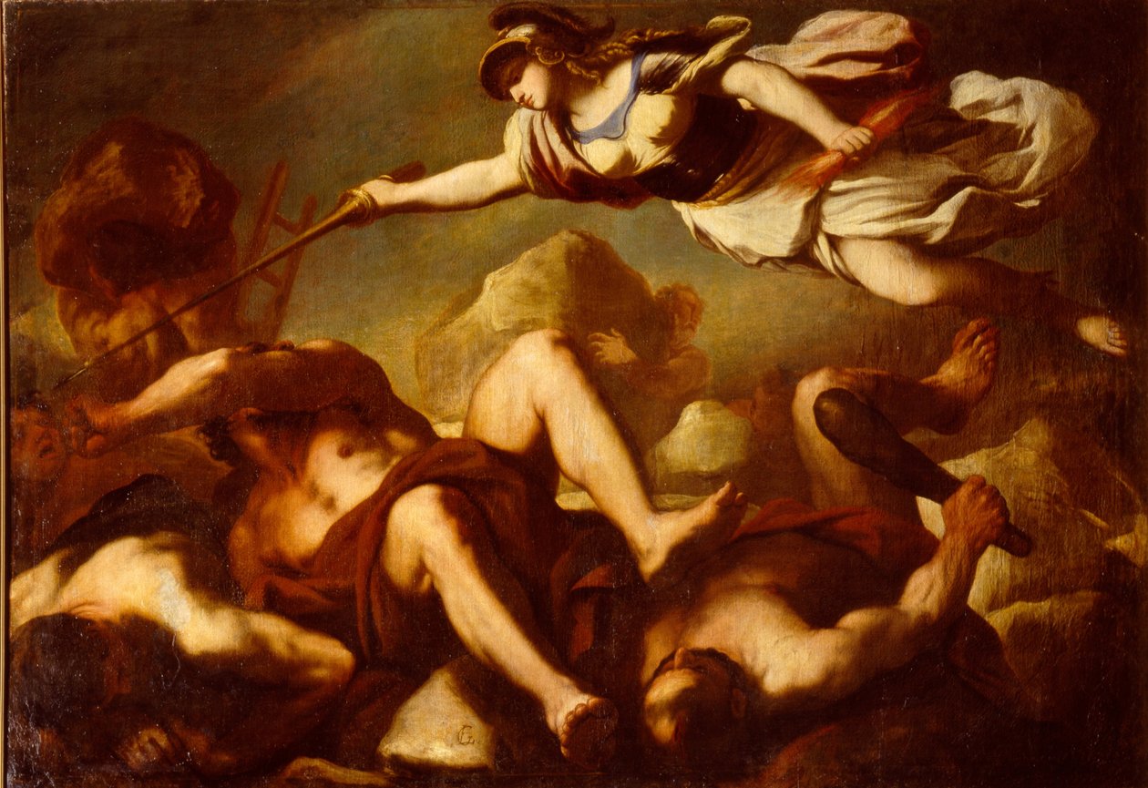 Minerwa w walce z Gigantes autorstwa Luca Giordano