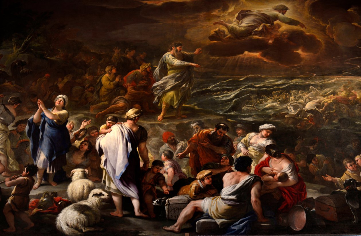 Rozstąpienie się Morza Czerwonego autorstwa Luca Giordano