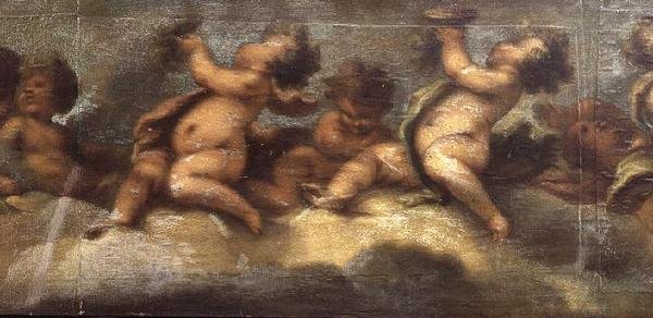 Putti disporting (papier na płótnie) (detal środka) (patrz także 67087-89) autorstwa Luca Giordano