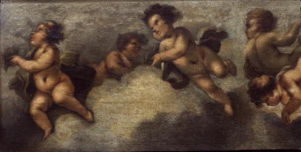 Putti rozrabiające (papier na płótnie) (detal z lewej strony) (zob. też 67091-94) autorstwa Luca Giordano
