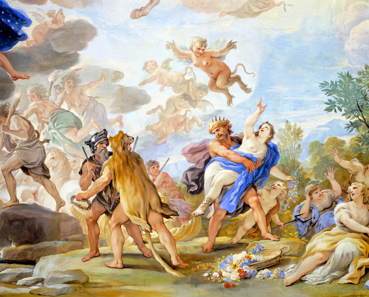 Gwałt Prozerpiny, fragment cyklu fresków w Sali Lustrzanej Luca Giordano (1634-1705), fresk, Palazzo Medici Riccardi, Florencja autorstwa Luca Giordano