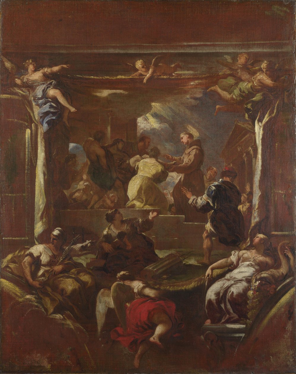 Św. Antoni z Padwy przywraca Stopę Człowieka przed 1700 r. autorstwa Luca Giordano