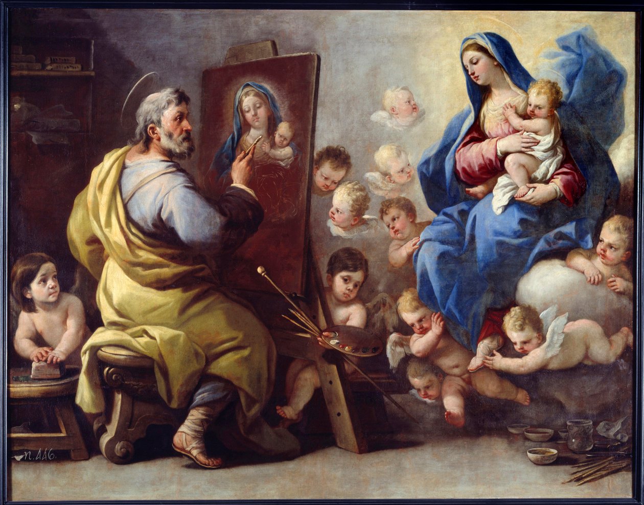 Święty Łukasz maluje Dziewicę Obraz Luca Giordano (Fa Pesto) (1632-1705) Brześć XVII w., Muzeum Sztuk Pięknych autorstwa Luca Giordano