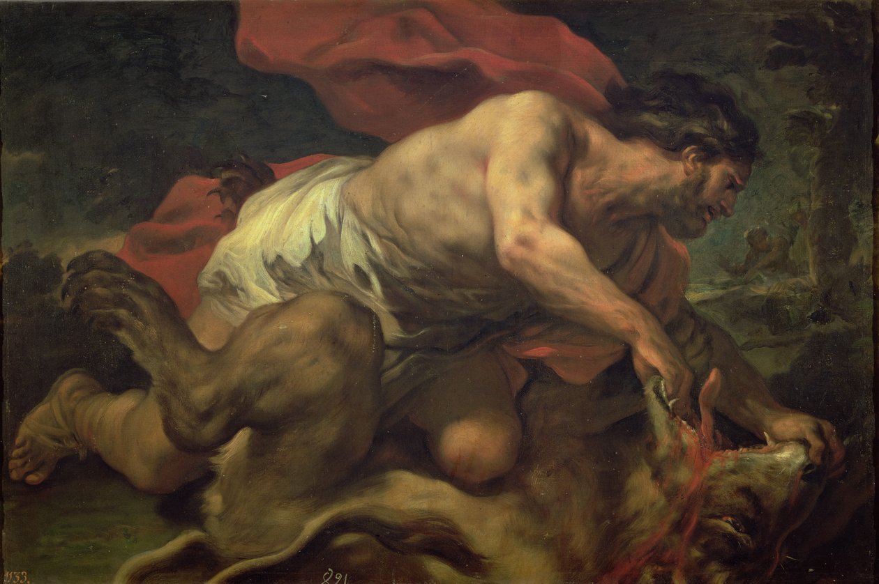 Samson i lew autorstwa Luca Giordano