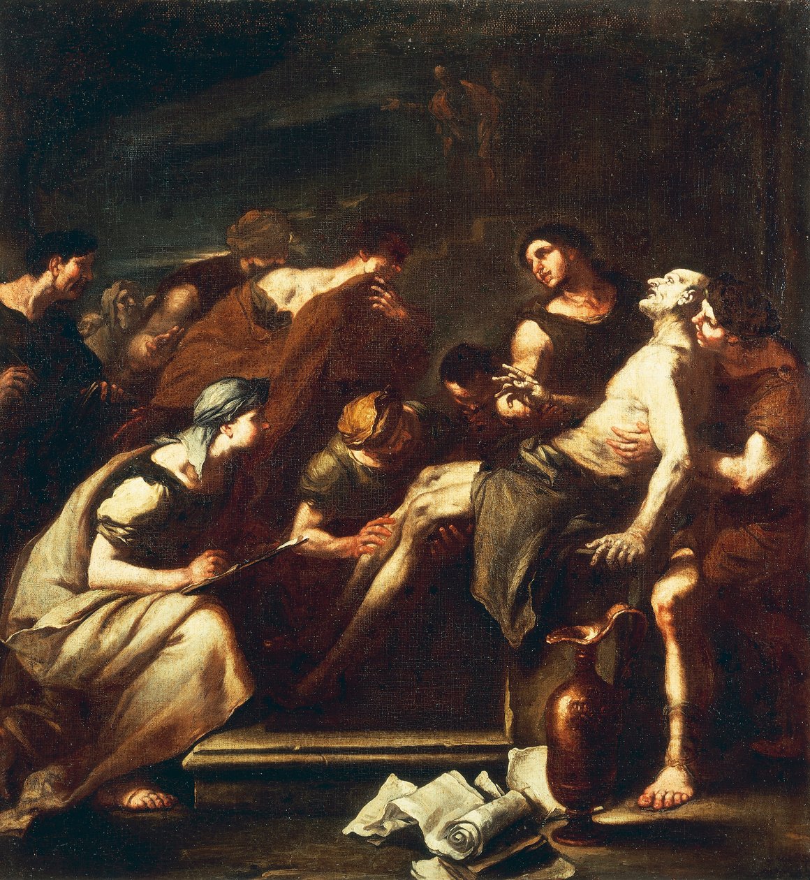 Seneka umiera, Luca Giordano, olej na płótnie autorstwa Luca Giordano