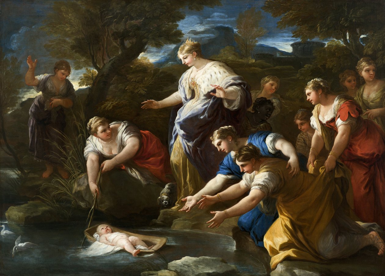 Znalezienie Mojżesza, ok. 1685-1690 autorstwa Luca Giordano