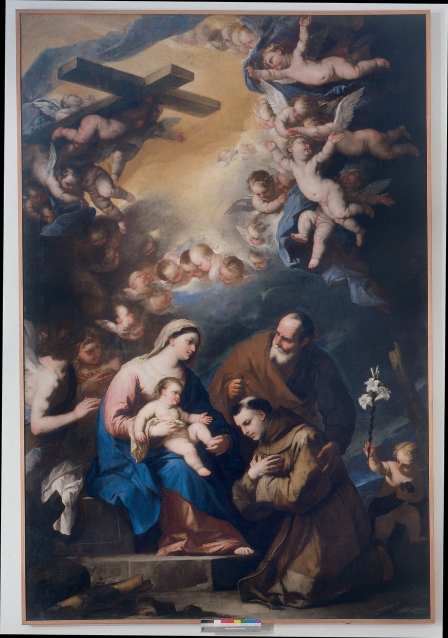 Święta Rodzina czczona przez św. Antoniego Padewskiego autorstwa Luca Giordano