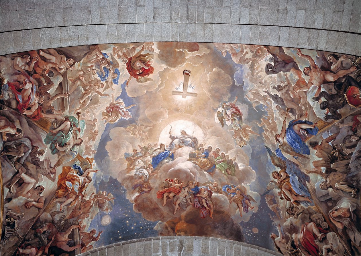 Zmartwychwstanie umarłych, sufit klasztoru św. Wawrzyńca Escorial (San Lorenzo de Escorial), Hiszpania autorstwa Luca Giordano