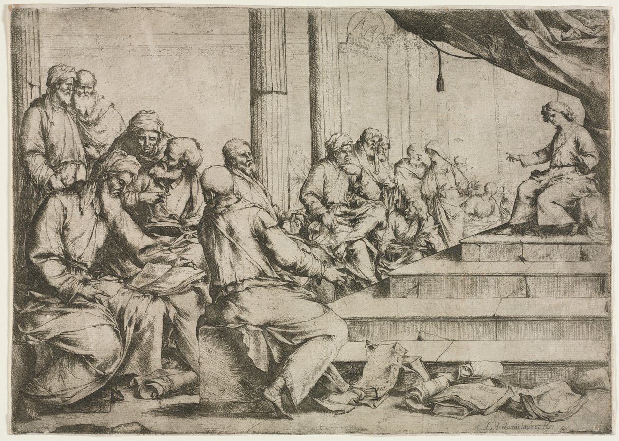 Młody Chrystus nauczający w świątyni autorstwa Luca Giordano
