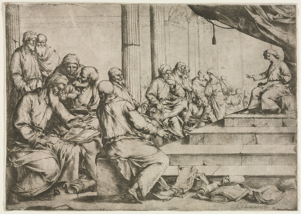 Nauczanie Młodego Chrystusa w Świątyni, ok. 1930. 1653. autorstwa Luca Giordano