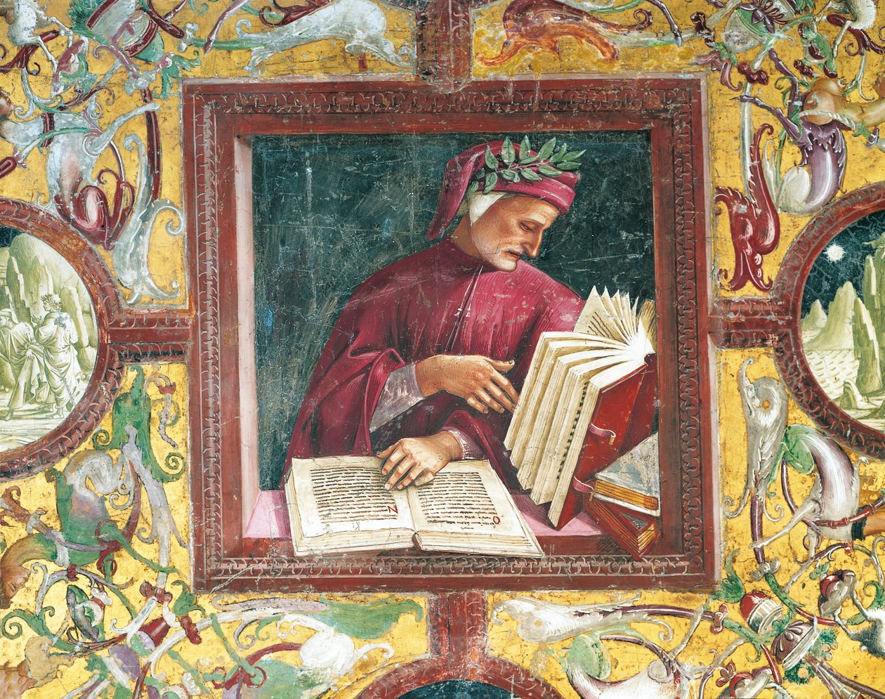 Włochy, region Umbria, Orvieto, katedra, kaplica Madonna di San Brizio, portret Dante Alighieri autorstwa Luca Signorelli, fresk autorstwa Luca Signorelli