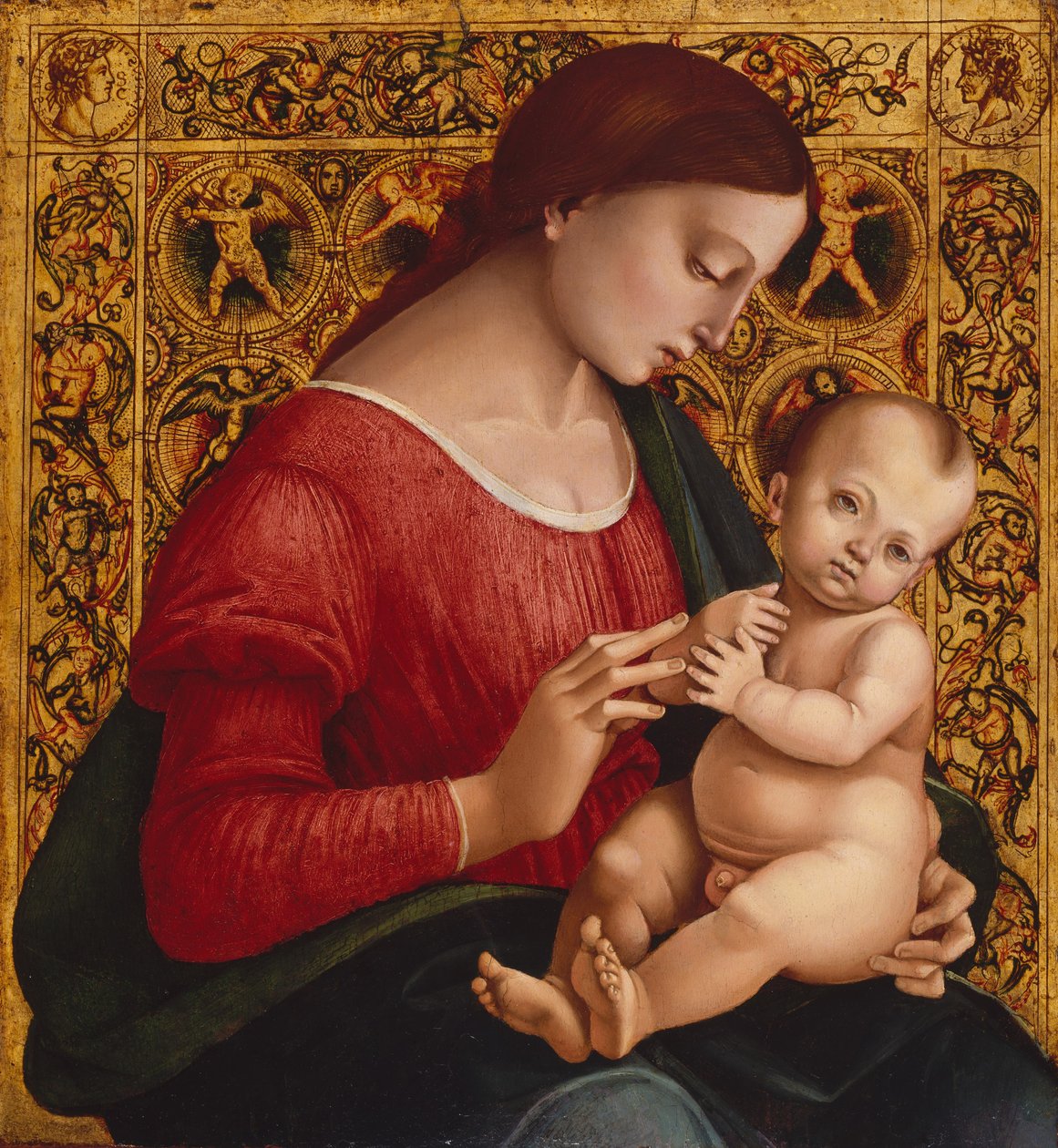 Madonna z Dzieciątkiem, ok.1505-07 (olej i złoto na drewnie) autorstwa Luca Signorelli