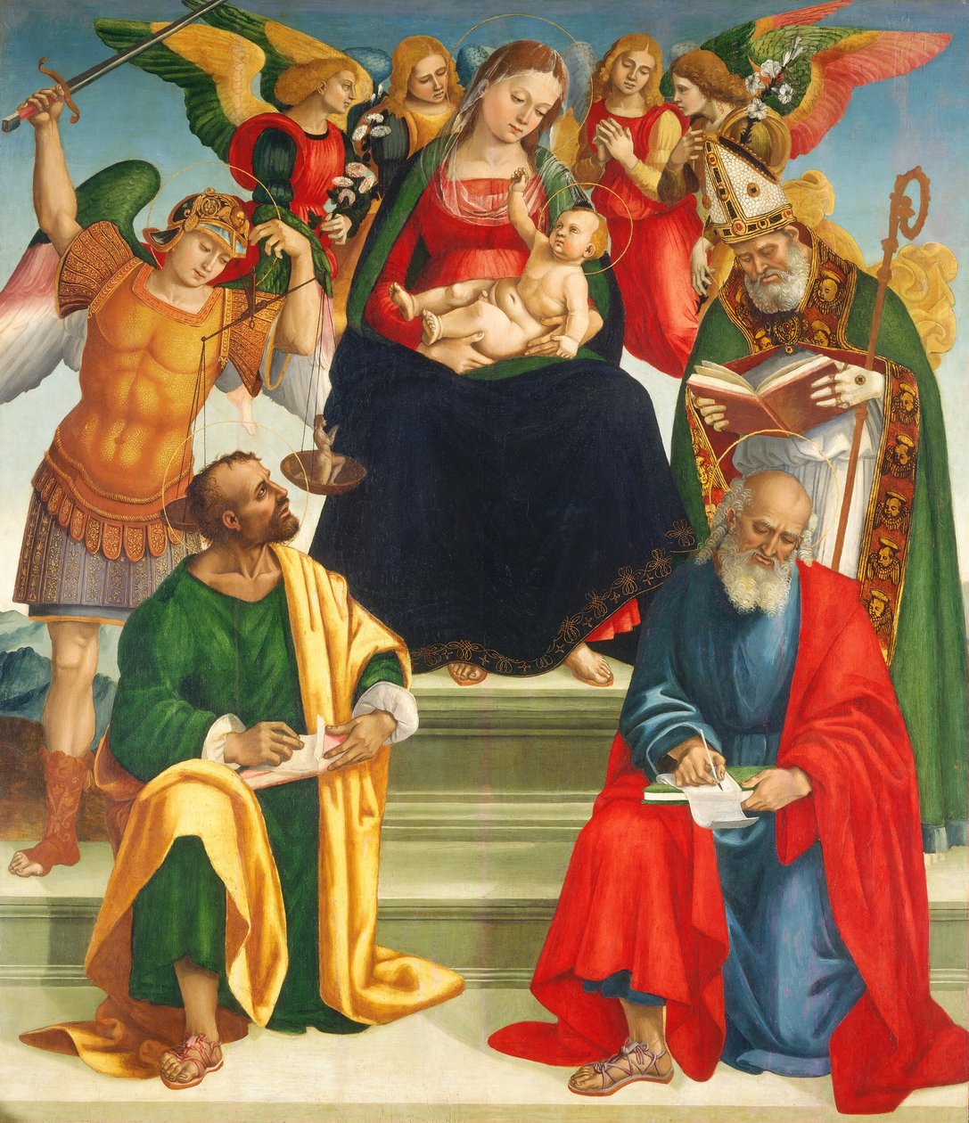 Madonna z Dzieciątkiem ze Świętymi i Aniołami, połowa lub koniec XV wieku. autorstwa Luca Signorelli