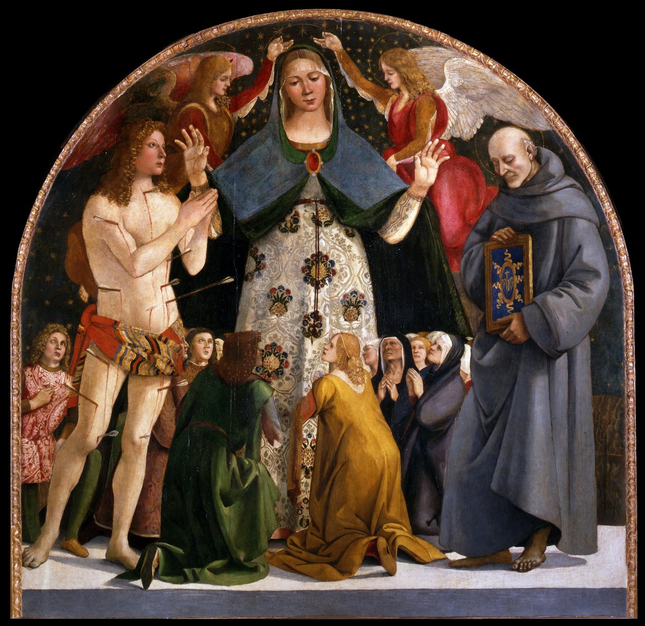 Madonna Miłosierdzia i Świętych Sebastiana i Bernardyna da Siena, ok. 1930 r. 1490 autorstwa Luca Signorelli