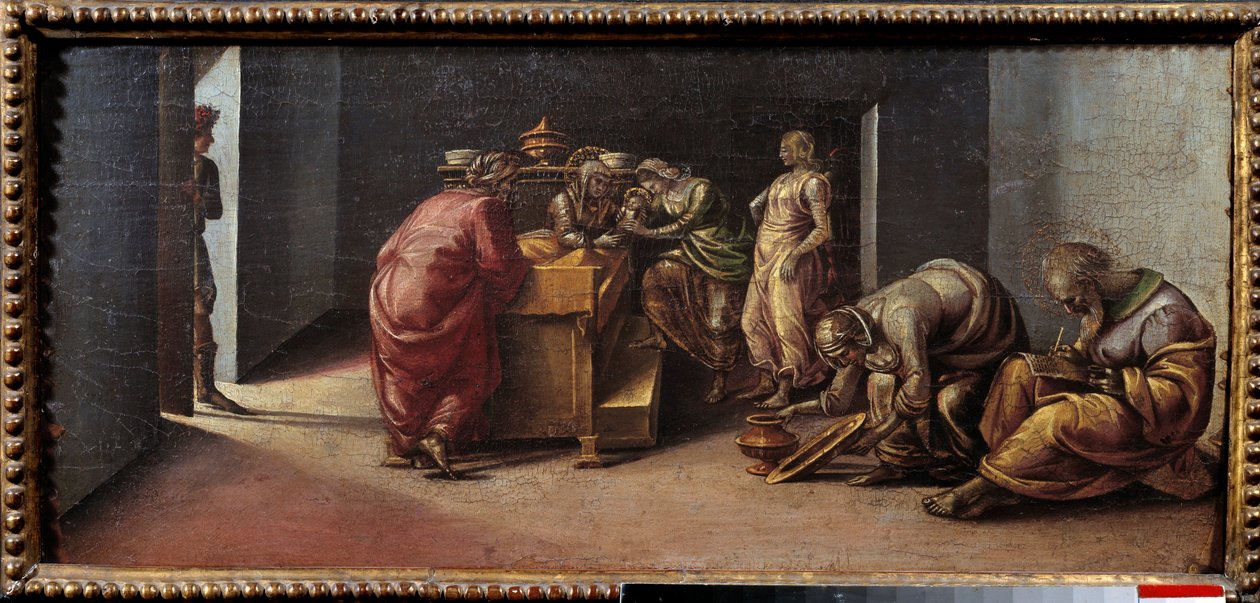 Narodziny św. Jana Chrzciciela Obraz Luca Signorelli (1441-1523) XV w. Niedz. 0,31x0,7m² autorstwa Luca Signorelli