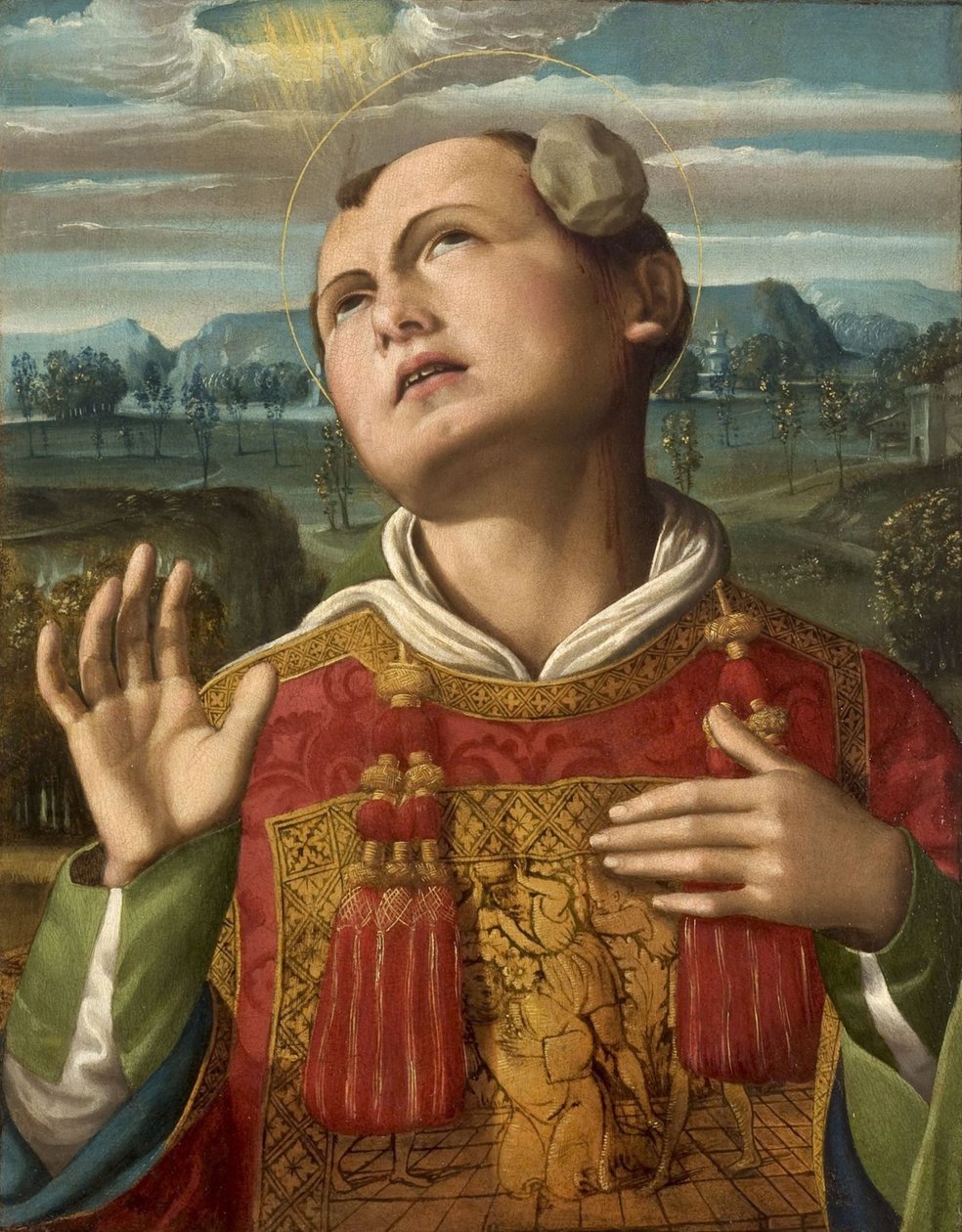 Ukamienowanie św. Szczepana, 1500-1505. autorstwa Luca Signorelli