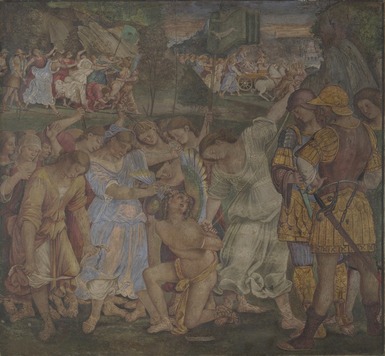 Triumf czystości: miłość rozbrojona i związana freski z Palazzo del Magnifico, Siena, 1509 autorstwa Luca Signorelli