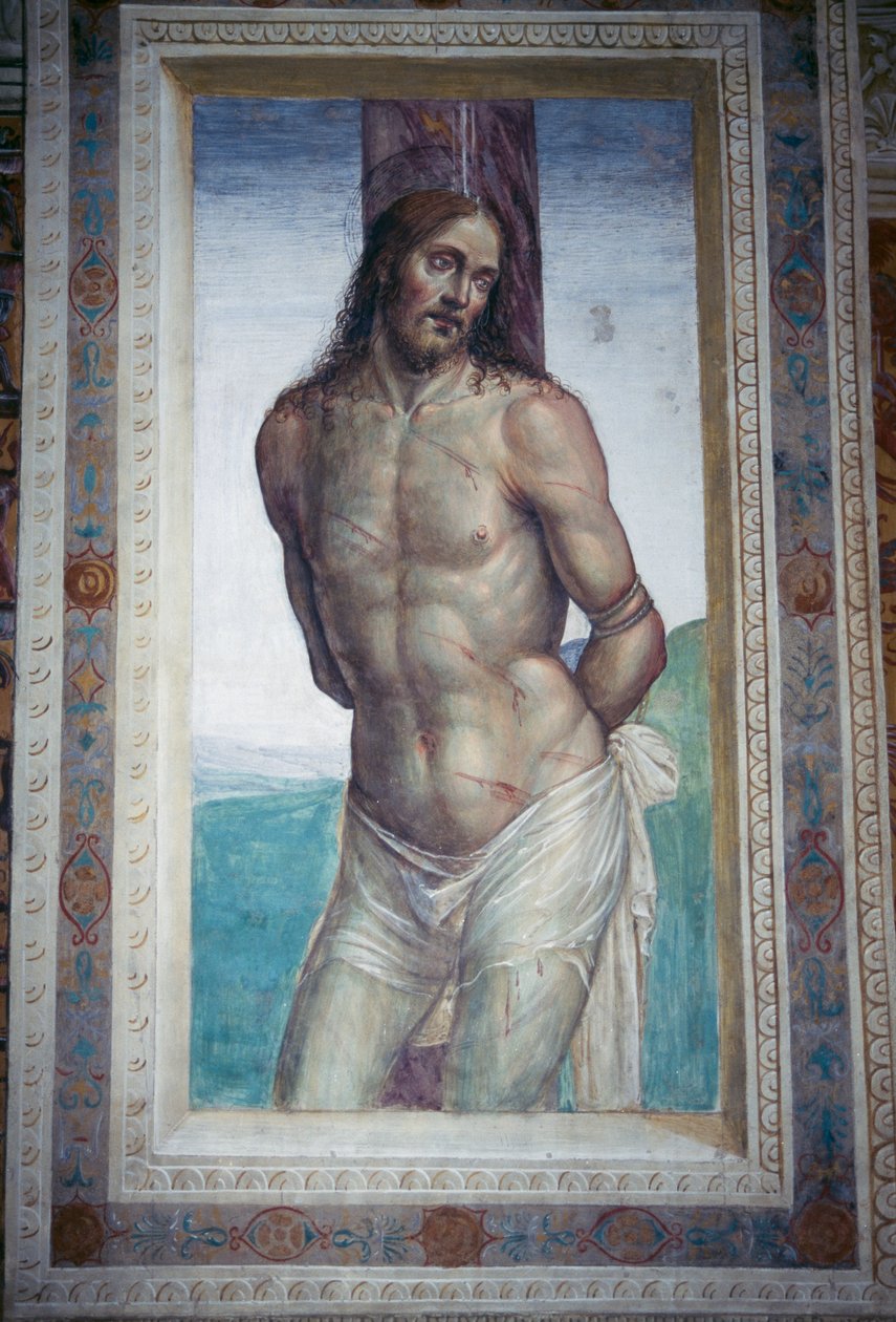 Biczowanie Jezusa, fresk Luca Signorelli, opactwo Monte Oliveto Maggiore, Toskania, Włochy autorstwa Luca Signorelli
