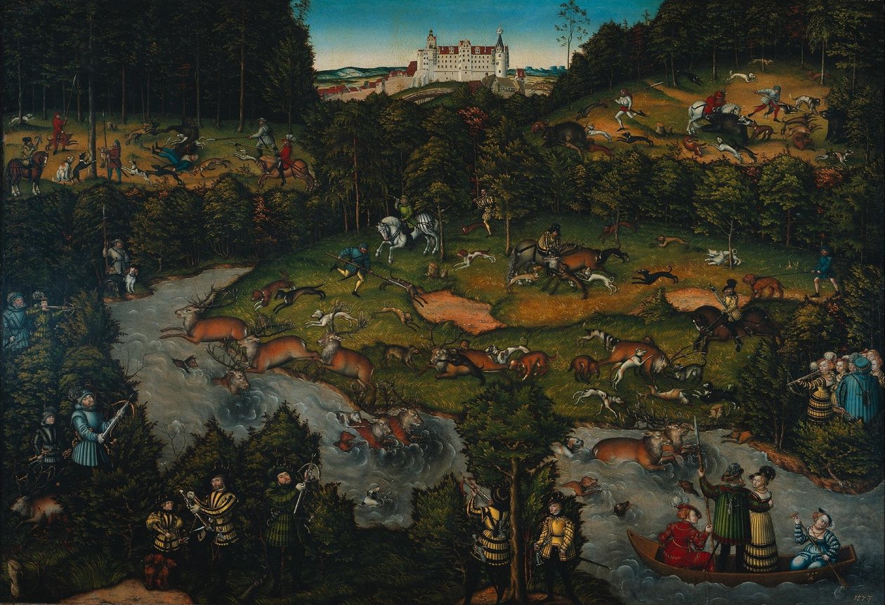 Polowanie na dworze w zamku Hartenfels autorstwa Lucas Cranach the Elder