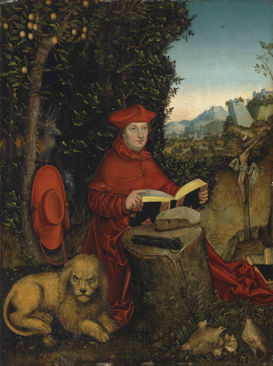Kardynał Albrecht z Brandenburgii jako Święty Jerome autorstwa Lucas Cranach the Elder