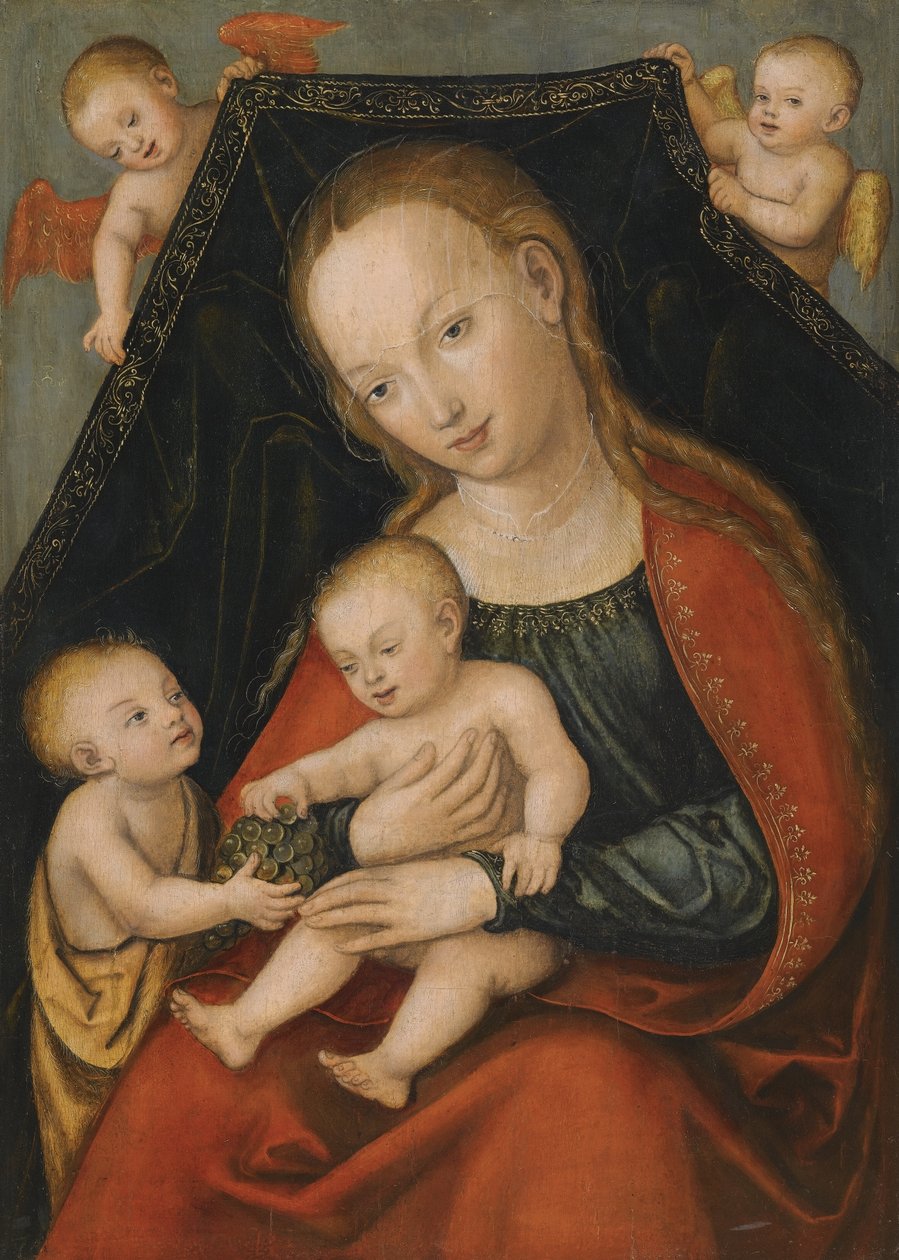 Madonna z Dzieciątkiem Jezus, Janem Chrzcicielem i dwoma aniołami autorstwa Lucas Cranach the Elder