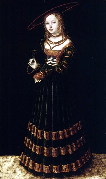 Portret dziewczyny z niezapominajkami autorstwa Lucas Cranach the Elder