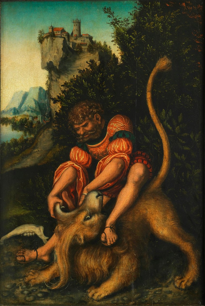 Samson walczy z lwem Samson walczy z lwem autorstwa Lucas Cranach the Elder