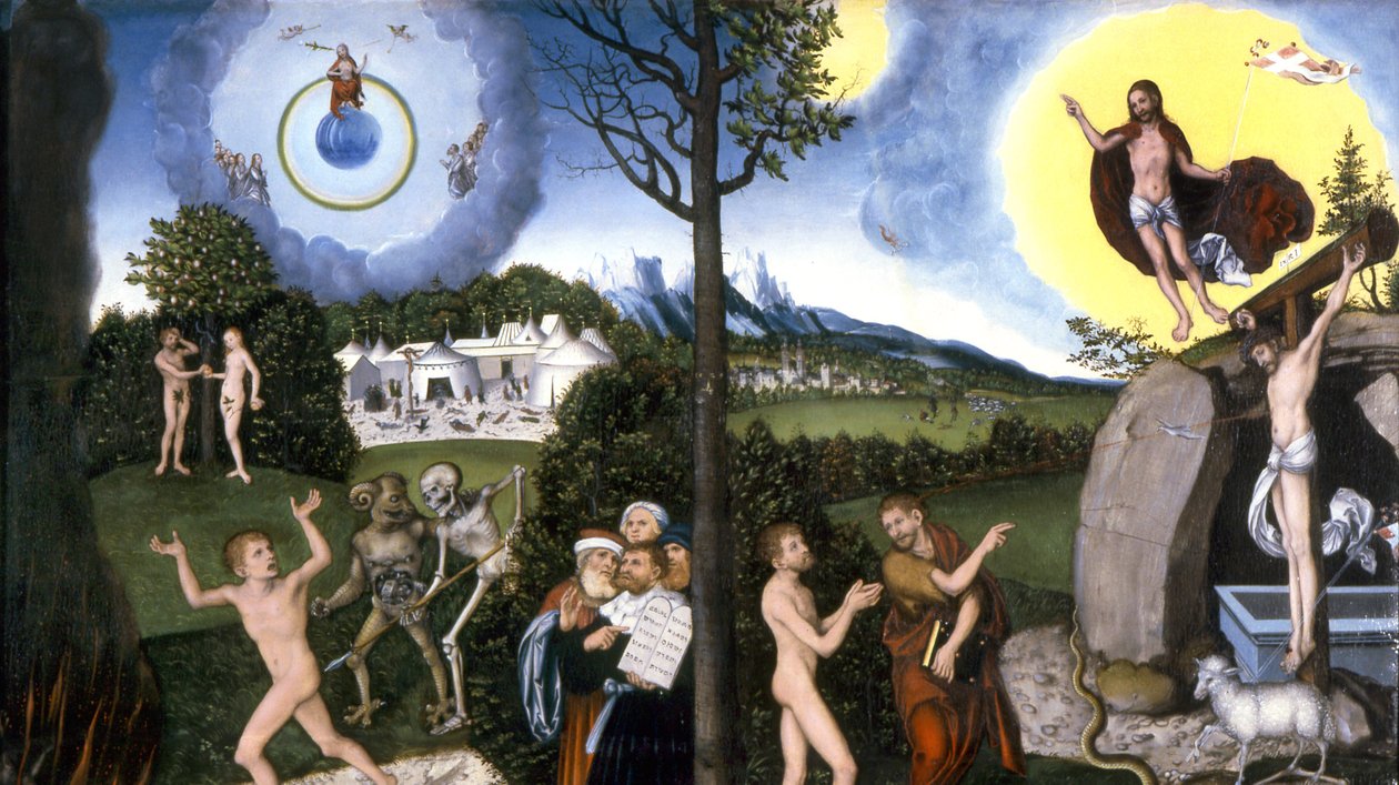 Zatracenie i zbawienie 1529 autorstwa Lucas Cranach the Elder