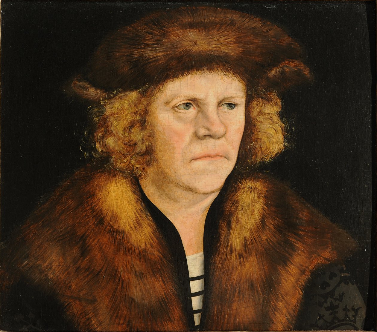 Portret mężczyzny w futrzanym berecie autorstwa Lucas Cranach the Elder