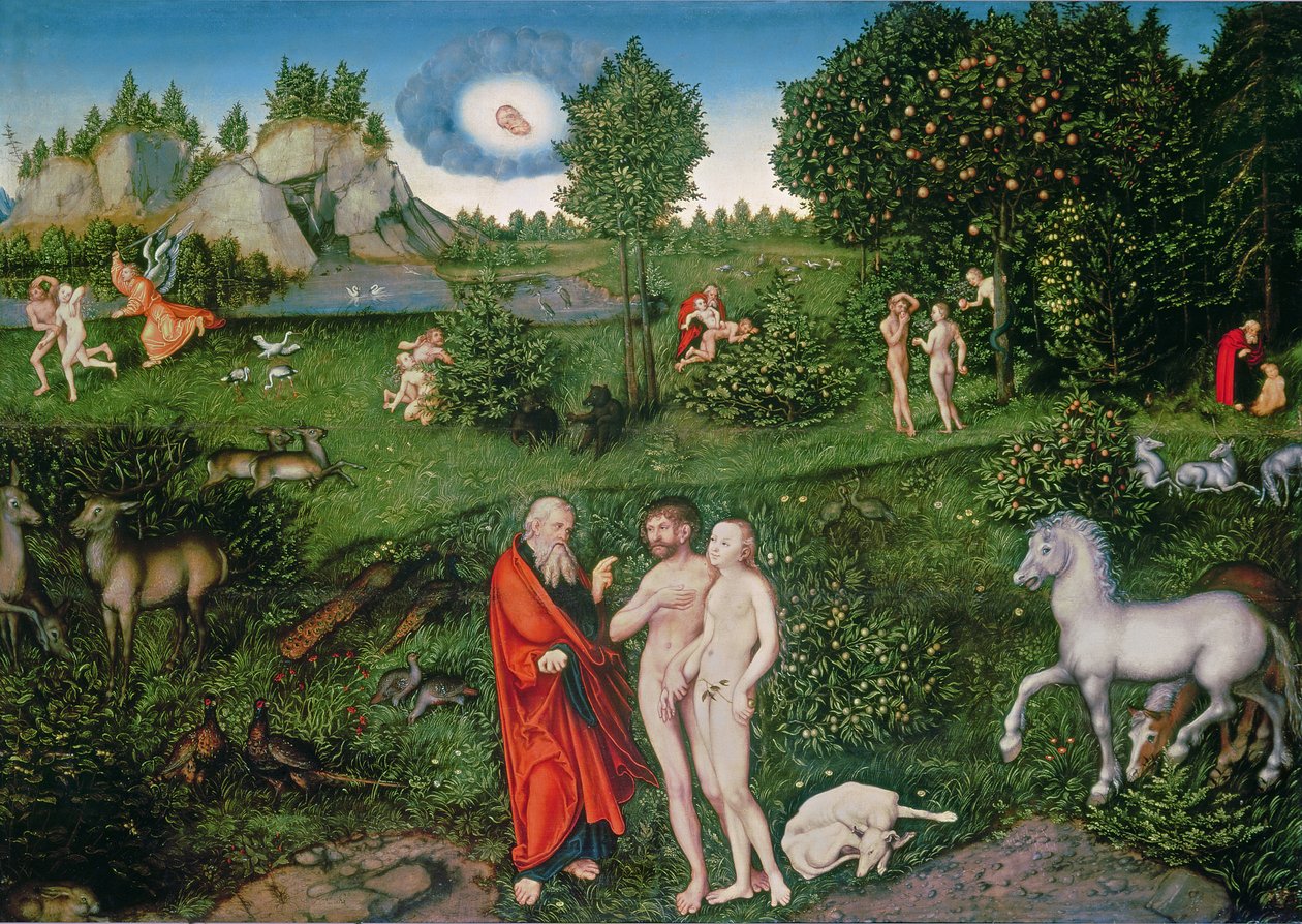 Adam i Ewa w ogrodzie Eden, 1530 autorstwa Lucas Cranach the Elder