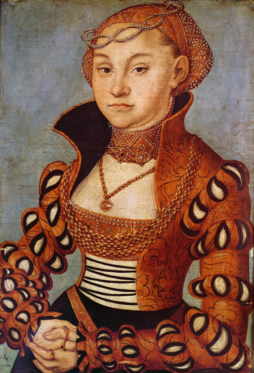 Portret Szlachetnej Saski, 1534 (olej na desce) autorstwa Lucas Cranach the Elder