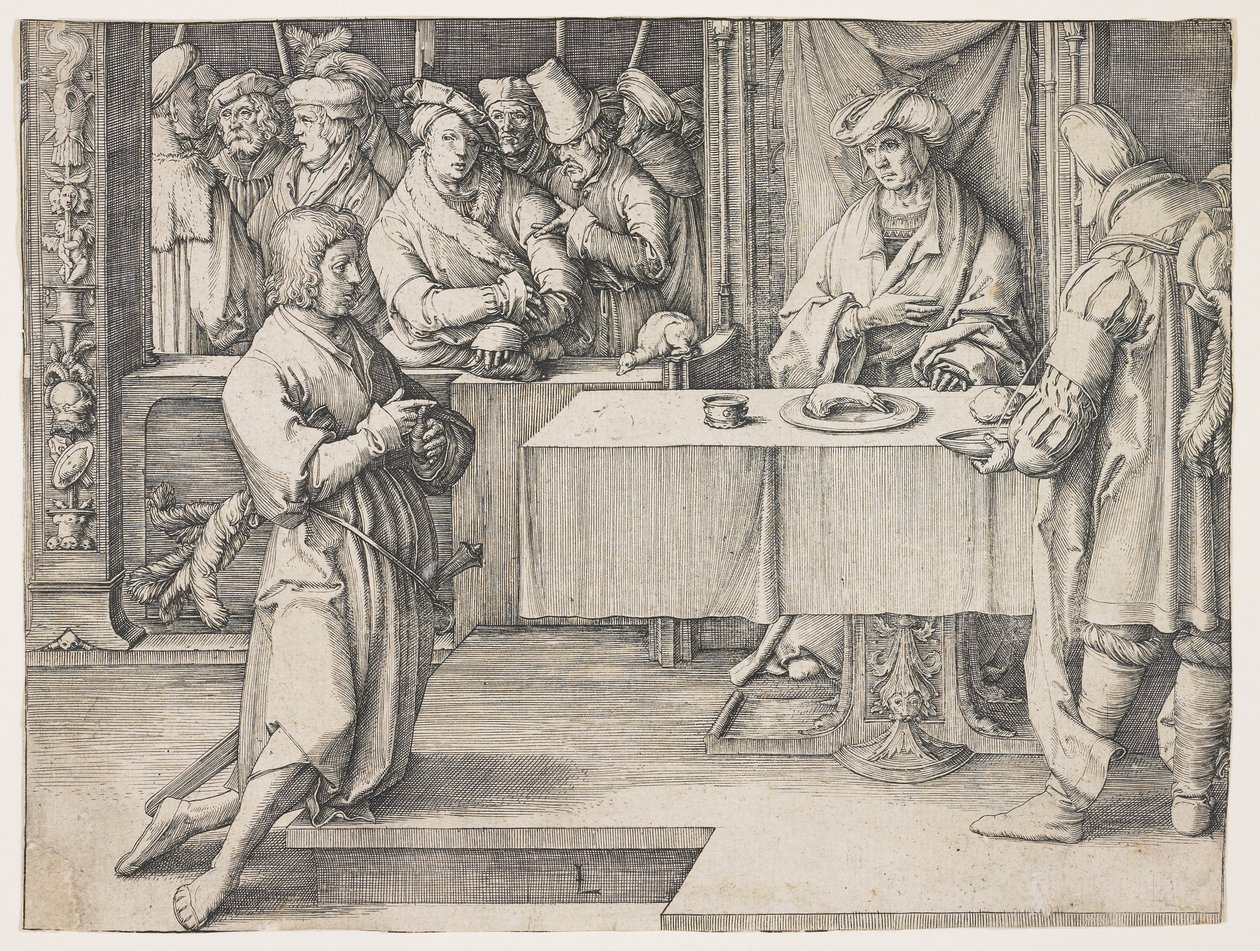 Józef interpretujący sny faraona, 1512 autorstwa Lucas van Leyden