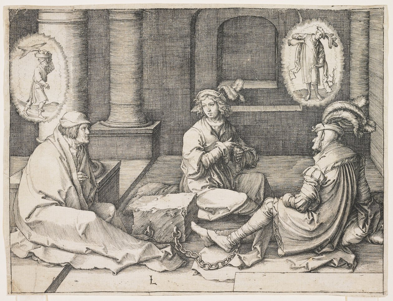 Józef interpretujący sny w więzieniu, 1512 autorstwa Lucas van Leyden