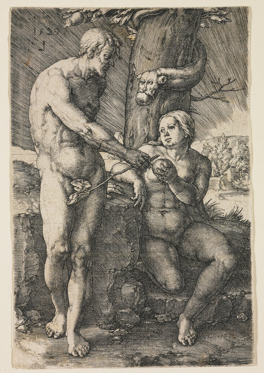 Upadek człowieka, 1529 autorstwa Lucas van Leyden
