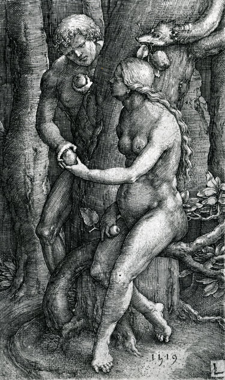 Upadek ludzkości, 1519 autorstwa Lucas van Leyden