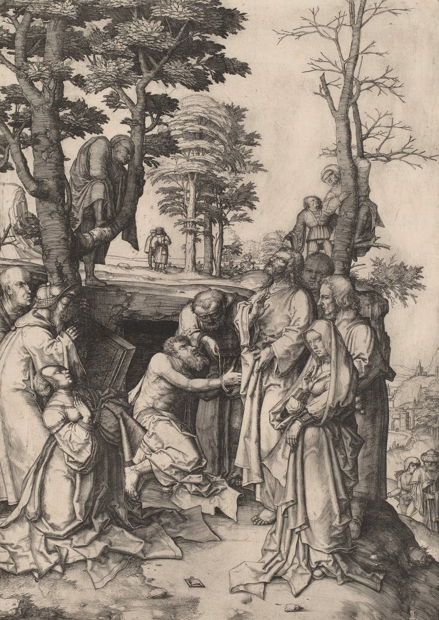 Wskrzeszenie Łazarza autorstwa Lucas van Leyden