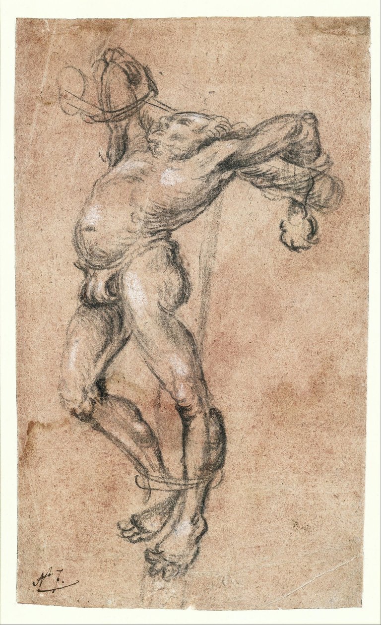 Złodziej na krzyżu, twarzą w lewo autorstwa Lucas Cranach the Elder
